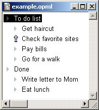 A screenshot of an outliner application with a hierarchical "To do" list.